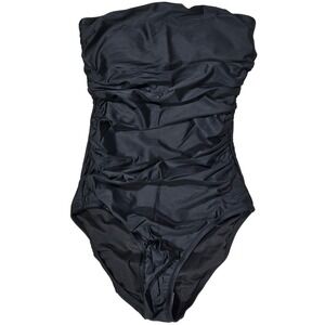 J.Crew Re-imagined Ruched Bandeau One Piece Swimsuit Black BC115 Size 0